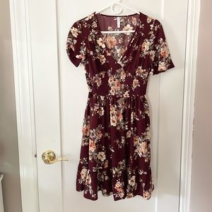 Maroon floral dress